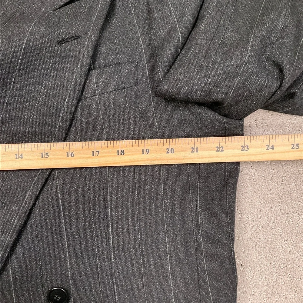 Pierre Cardin Blazer Mens 44R Charcoal Pinstripe Double Breasted‎ Corporate VTG